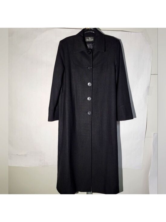 Braefair Jackets & Blazers - Women's Braefair Vintage Black Wool Mix Overcoat, Size 12